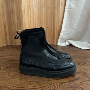 Dr. Martens Jemison Brogued Leather Platform Black Boot